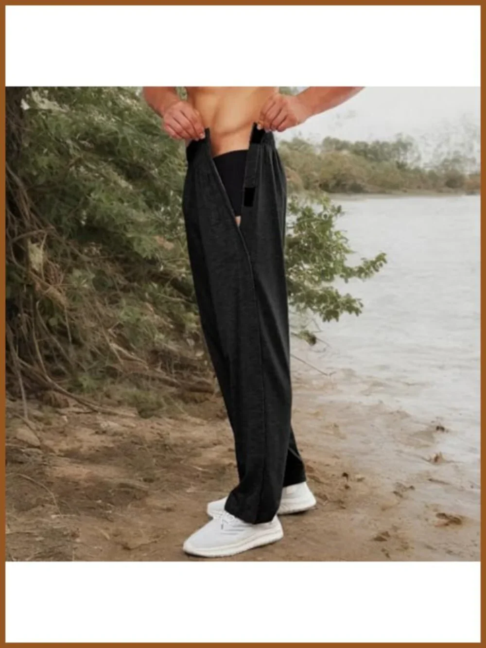 Men's Tear Away Side Snap Sweatpants Post Surgery Recovery Pockets